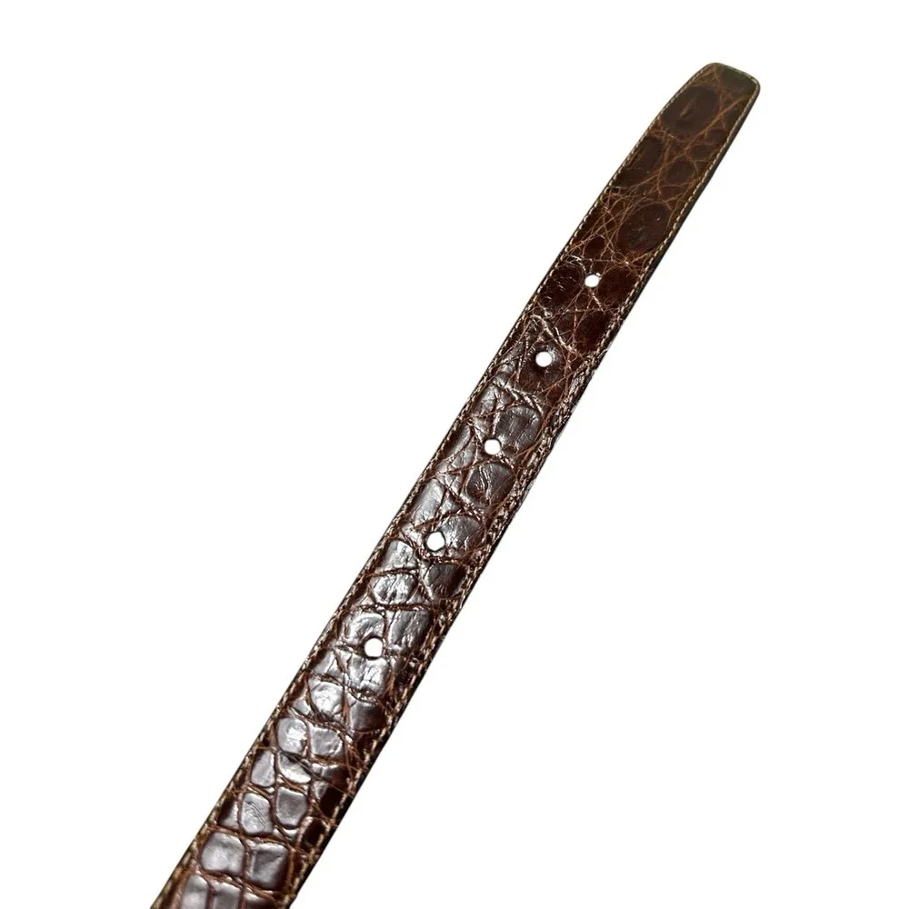 Saks Fifth Ave Brown Genuine Caiman Crocodile Mens Belt Size 34 NWOT